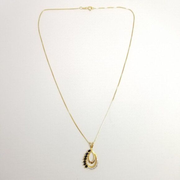 Vintage Sterling Silver Drop Shape Pendant with Chain, Gold Plated, Estate - Picture 3 of 10